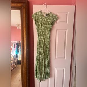 Reformation Green Floral Dress